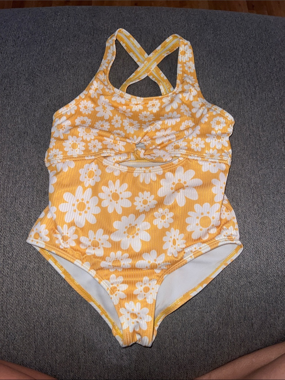 wonder nation Yellow and White Daisy One-Piece Swimsuit